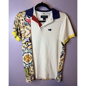AKOO Mens Polo‎ Shirt Size S Colorful Preppy Embroidered Unique Multocolor